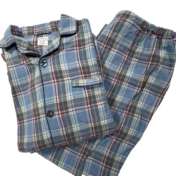 Brooks Brothers Flannel Pajama Set Men's XL Blue Plaid Top Bottom Classic Dad - Picture 1 of 13